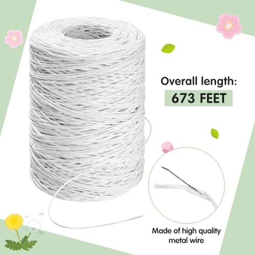 Syhood 673 Feet Floral Vine Bind Wire Rustic Craft Wire, White - color: White, size: 673 Feet