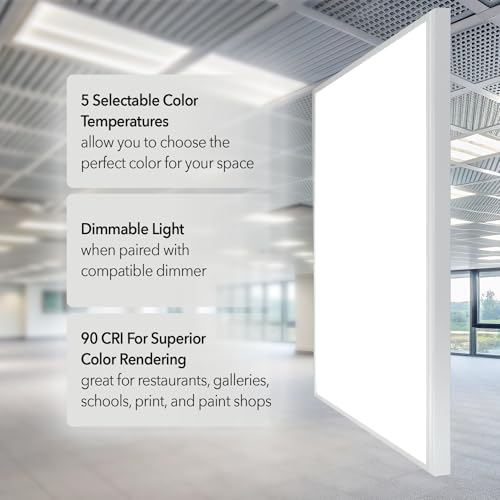 GT-Lite 2'x2' 4200 Lumen LED Flat Panel,Flush Mount and Drop Ceiling - color: White 1 Pack, size: 2x2 Feet