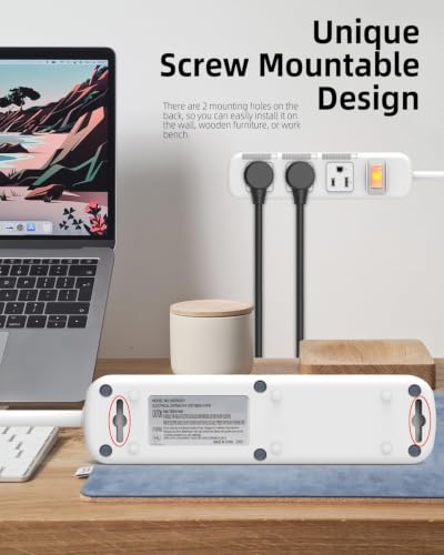 Flat Plug Power Strip Surge Protector 3 Outlets, Extension Cord 6 ft 3 Prong, 300J, 10A/1250W, Overload Protection Switch, Plug Strip for Home Office, Child Safety Slide Outlet Covers - style: 6ft/Ultra-thin Flat Plug