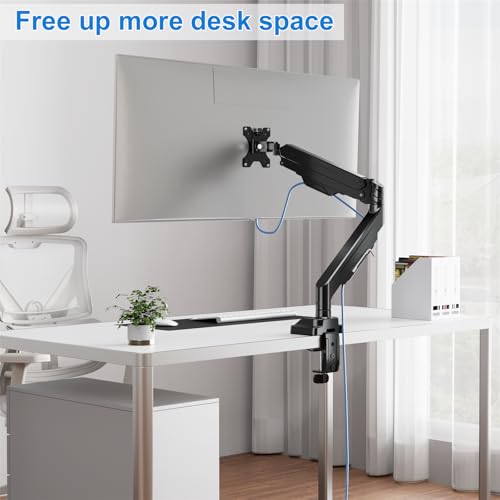 Single Monitor Mount for Max 43" Ultrawide Computer Screens | Hold up 2.2-33lbs Premium Monitor Arm Full Motion Gas Spring Heavy Duty Desk Mount Adjustable VESA Mount 75x75/100x100mm - style: Max 43"