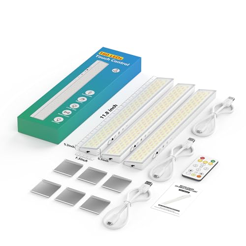 12" Under Cabinet Lights Wireless Rechargeable, Motion Sensor, 3Pack, White - color: White, size: 3Pack