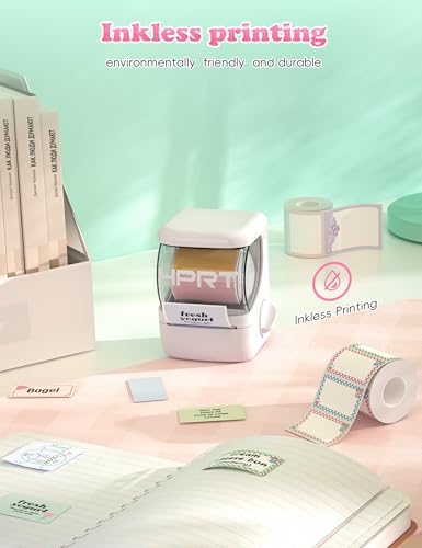 HPRT NEW1 Label Maker - Label Make Machine with 1 Roll Tape Portable Bluetooth Thermal Printer for Smartphone iPhone&Andriod, White - style: White
