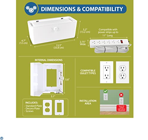 Power Strip Cover and Outlet Cover Box - Effectively Baby Proofs Power Strip on Floor or Wall, Protects Small Hands & Fingers, Cover Box and Outlet Cover Box (White-Bundle) - size: Power Strip Cover Box + Outlet Cover Box