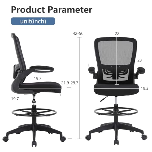 PayLessHere | Ergonomic Drafting Chair | Black | 220lbs Capacity - color: Black