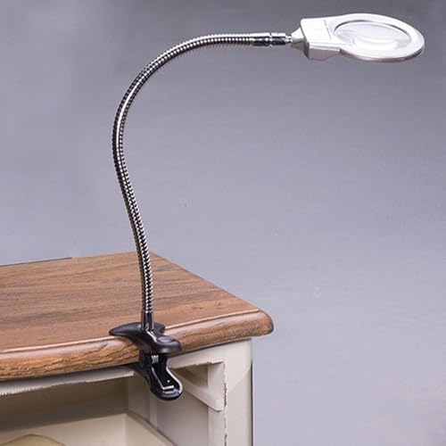 2X/6X Dual Lens Flexible Arm Magnifying with LED Light Clamp-On Desk Lamp for Watch Repair, Jewelry Making & Hobby Work