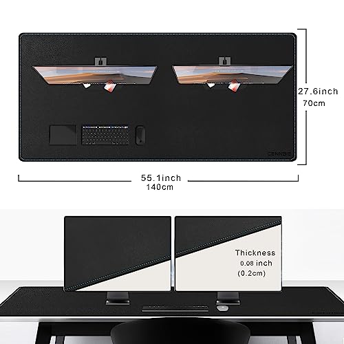 CENNBIE Leather Desk Pad Large, 55.1" x 27.5" Desk Mat Protector (Black) - color: Black, size: 25.7" x 55.1"