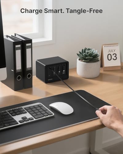 Gitryin 12-in-1 Desktop Charging Station, 160W USB Retractable GaN Charger - size: With 1 Micro, 1 Lightning, 3 Type-C Chargers