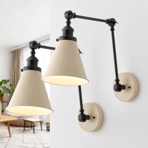 JONATHAN Y Rover 1-Light Wall Sconce 7", Almond/Black, Set of 2 - color: Almond/Black, size: Set of 2