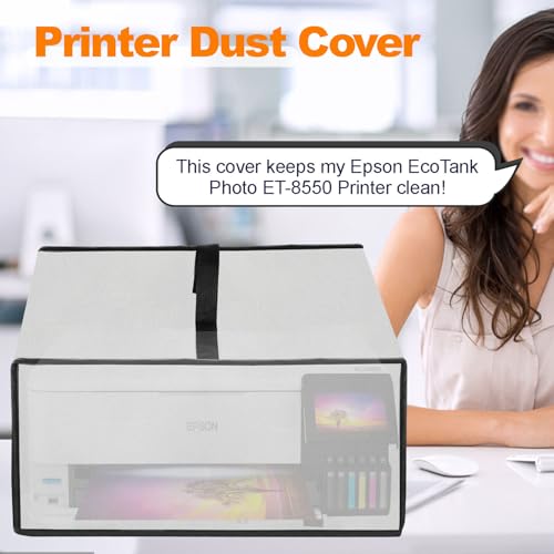 Printer Cover for Epson EcoTank Photo ET-8550 Printer(Silver) | Anti-Static Waterproof Dust Cover, Heavy Duty Printer Protective Case for Epson EcoTank Photo Wireless All-in-One Printer - color: Silver