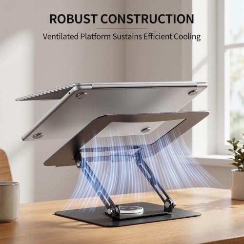 ALASHI 360° Rotating Laptop Stand, Multi-Angle, 10-17", Black - color: F-Black