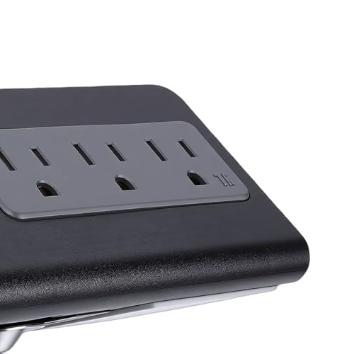 Cryfokt Desk Clamp Power Strip, 3 AC Outlets 3 USB A Ports 1 PD 20W USB C Port, Triangular Structure with Detachable Clamp Bracket, for Home Office Bedside Dormitory (US Plug)