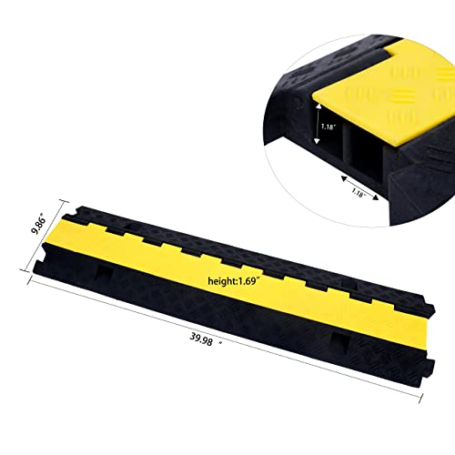 Cable Ramp Cable Protector Ramps Wire Hose Protective 2 Channel Traffic Rubber Plastic Cord Cover Speed Bump for Asphalt Concrete Gravel Driveway Outdoor, 3 Pack - color: 2 channel-3 pack