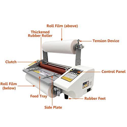 INTSUPERMAI Hot Cold Roll Laminator Single Double Side Thermal Laminator Laminating Machine with Digital Display Speed Adjustable Temperature 0-180℃ Adjusted 13inch/330mm A3+ - style: 13inch/330mm A3+