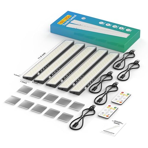 12" Under Cabinet Lights Wireless Rechargeable, Motion Sensor, 5Pack, Black - color: Black, size: 5Pack