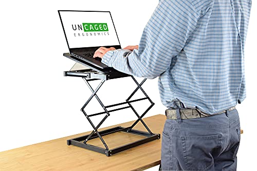 Uncaged Ergonomics Adjustable Laptop Stand & Standing Desk Converter, Black