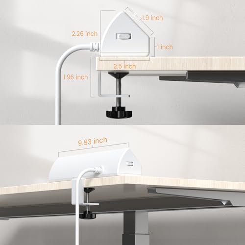 VILONG Desk Clamp Power Strip USB C 65W,Edge Mount Outlet,6FT,White - color: White