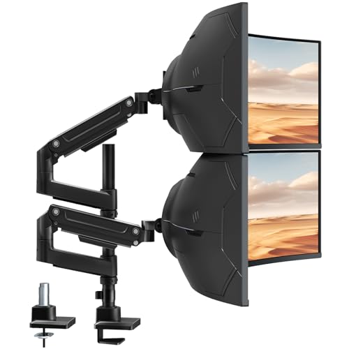 Heavy Duty Dual Monitor Arm for 17-49" Screens, Vertical Stack, 44lbs - color: Black