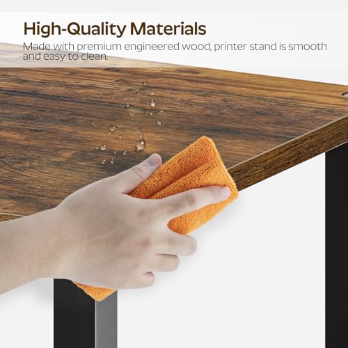 YATINEY Desktop Printer Stand, 2-Tier Printer Table with Non-Woven Drawer, Multi-Purpose Desk Organizer for Home Office, Under Desk Open Organizer Shelf, Rustic Brown PS01BR - color: Rustic Brown + Black