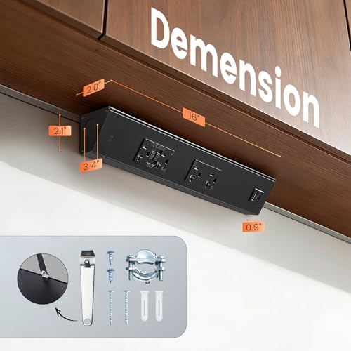 SURAIELEC 16 in Under Cabinet Power Strip with GFCI Outlet, Hardwire - color: Black, size: 1 Pack