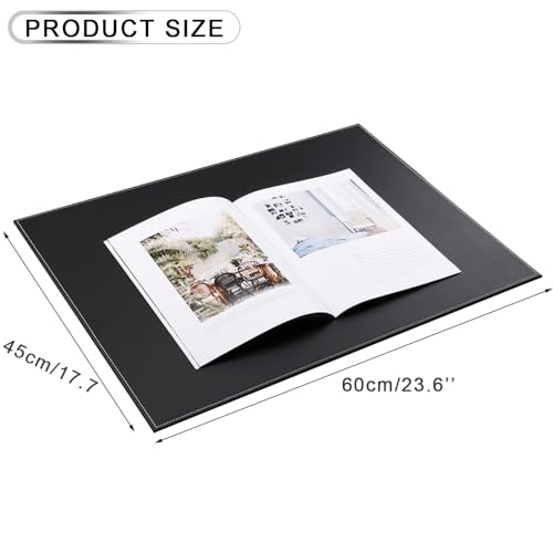 KINGFOM Desk Pad & Mat 24" x 18" Protector Large Mouse Pad PU Leather for Desktops and Laptops (Black) - color: Black-a110