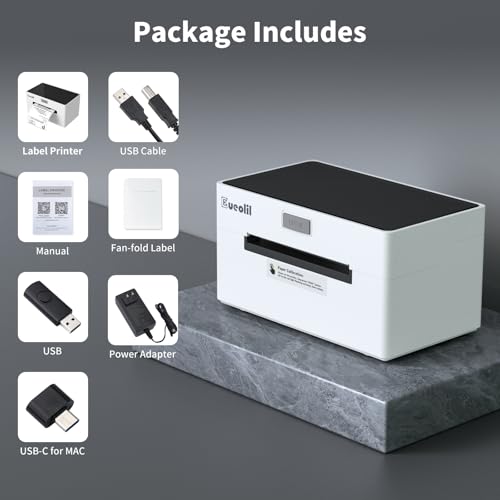 4x6 Thermal Label Printer, All-in-One Portable Bluetooth Shipping Label Printer for Small Business Compatible with Android/iPhone/Mac/Windows for Amazon Shopify Etsy USPS & UPS,White