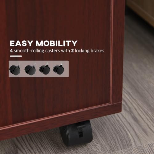 Storage Cabinet with 2 Drawers, 1 Shelf, 23.6" H, Brown