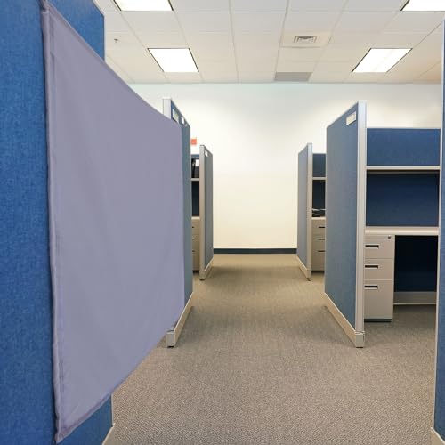 Pinkunn 40 x 48 Inch Office Cubicle Curtain with Stainless Steel Self Adhesive Hook Portable Privacy Door Partition Room Office Divider(Gray) - color: Grey