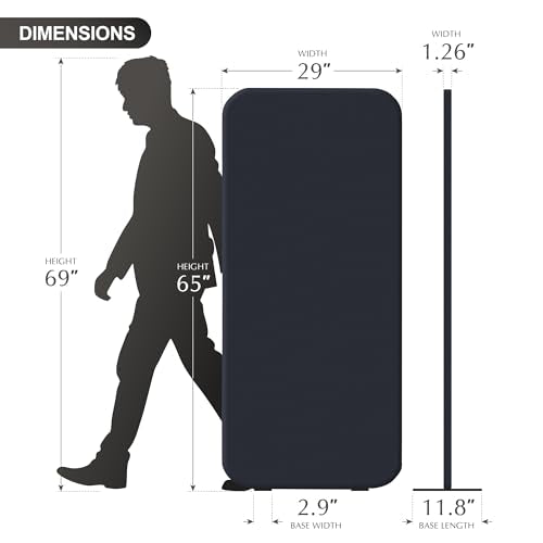 DECOLAB Standing Room Divider, Movable Partition Separator 29"x65", Cobalt - color: Cobalt