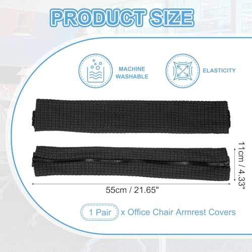 PATIKIL 22x4.3in Office Chair Armrest Covers, 1Pair, Black - color: Black, size: 22"