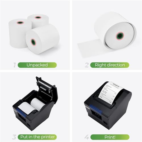 MUNBYN Thermal Paper 3 1/8 x 230ft, 5 Rolls Receipt Paper Work for Star Micronics TSP100 TSP143 Epson 80mm Receipt Printer Square POS Register Credit Card Terminals, Pos Register Paper BPA Free - size: 3 1/8" x 230', style: 5 Rolls