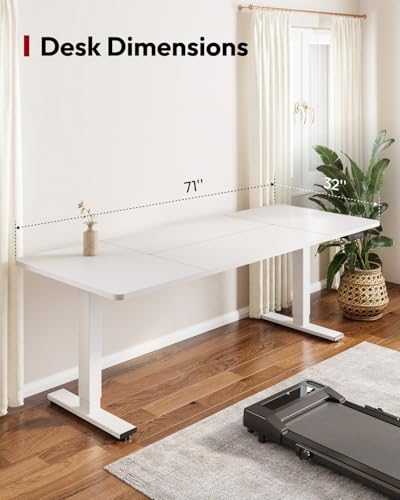 SANODESK Dual Motor 79''x 32'' Large Height Adjustable Standing Desk - color: White Frame+ White Top, size: 79x32