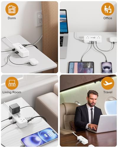PD30W USB C Travel Power Strip,Cruise Power Strip with 5 USB(3 USB-C) Ports and 4 Outlets, Braided Extension Cord 5Ft, 30W Fast Charging Station Compatible with MacBook Laptops iPad Pro iPhone Samsung - size: 5 FT, style: 4AC+2U3C
