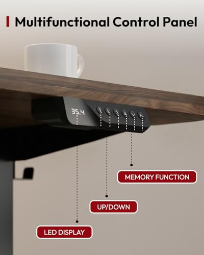 SANODESK Dual Motor 63''x 28'' Large Height Adjustable Standing Desk - color: Black Frame/Black Walnut Top, size: 63x28
