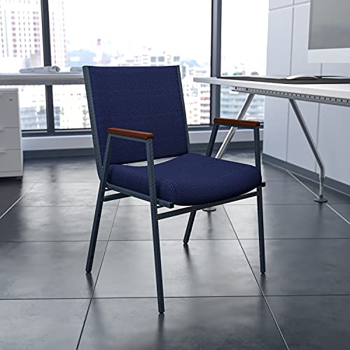 Flash Furniture Hercules Fabric Stack Chair with Arms, Navy Blue - color: Navy Patterned Fabric, size: Set of 1