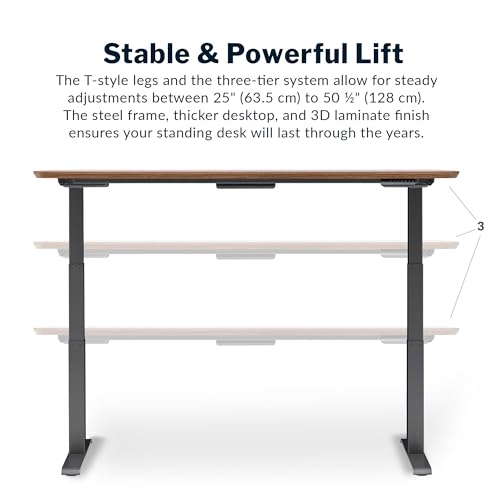 Vari Classic Electric Standing Desk – 72x30 – Walnut/Slate - color: Walnut Top / Slate Legs, size: 72 in x 30 in