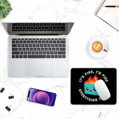ITNRSIIET Mouse Pad with Stitched Edge Premium Textured Smooth Precise Operation Waterproof Washable Non-Slip Rubber Base Desktop Protection Mat, 10.2×8.3×0.12 inches, Cute Dumpster - color: Pattern Cute Dumpster