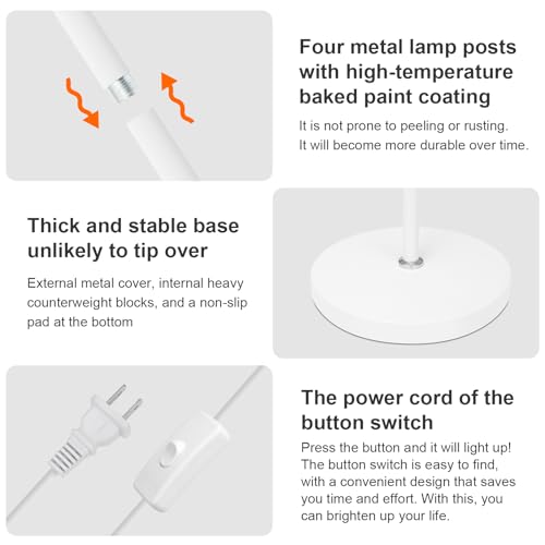 9W Tall LED Dimmable Gooseneck Floor Lamp 3-Color White - color: White Dimming