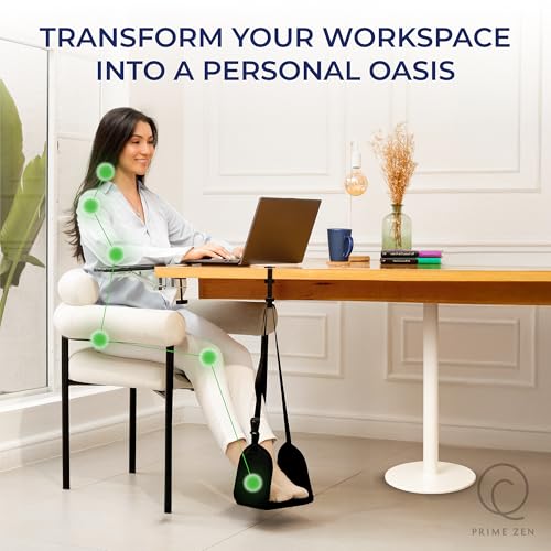 Ergonomic Foot Hammock & Arm Rest for Desk - Memory Foam Footrest Under Desk with Adjustable Elbow Support for Office Work & Gaming | Comfort Set for Everyday Relief