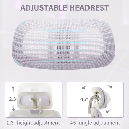 Ergonomic Office Chair with Retractable Footrest, Purple | High Back Design, Dynamic Lumbar Support, 2D Headrest & 2D Armrests, Breathable Mesh Back for Home Office - color: Purple