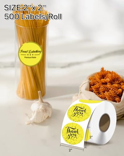 iEager 2 Inch Round Thermal Labels, Yellow Circle Thermal Printer Stickers - color: Yellow, size: 2 INCH