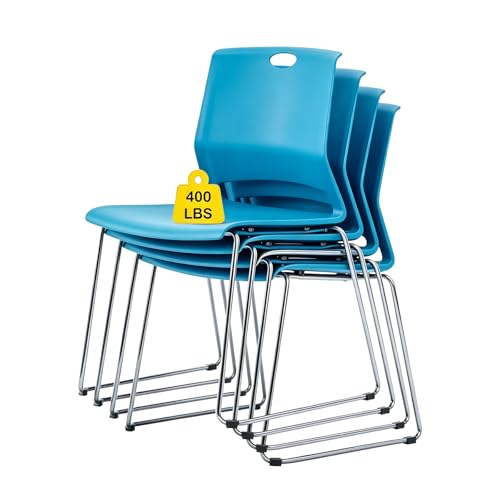 Stackable Chairs Set of 8 for Break Waiting Room Conference Church, Blue - color: Blue, size: 8 pack