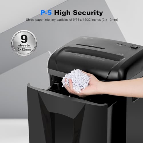 Wingwise 9 Sheets Micro Cut Paper Shredder for Home Office | P-5, 10 Mins Runtime, 5.8 gal, Shreds CDs & Credit Cards