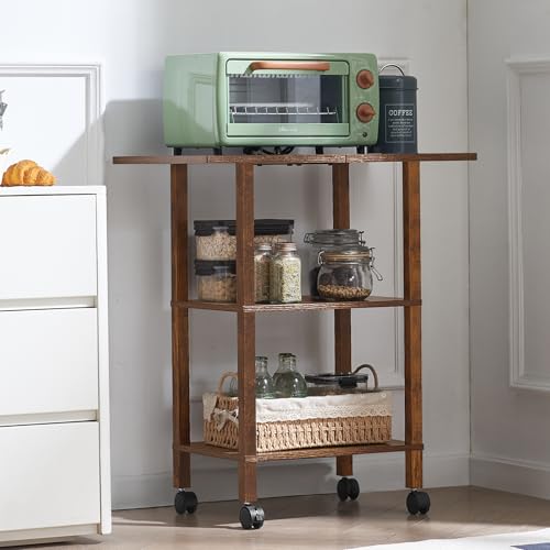 YUFAM 3 Tier Home Printer Stand with Storage, Brown - color: Brown, size: 15.75"D×23.65"W×25.7"H
