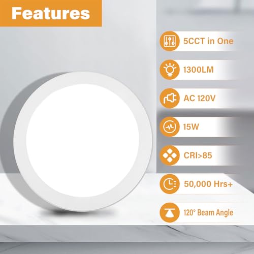 ETL Certified 7 inch Ceiling Light Dimmable Ultra-Slim Round LED Ceiling Lights Flush Mount 2700K/3000K/3500K/4000K/5000K 7'' Flat Ceiling Lamp Fixtures 5CCT 8 Pack - size: 7.2 inch-8 Pack