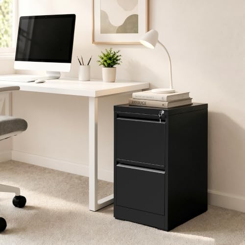 2 Drawer File Cabinet for Home Office, Vertical Filing Cabinet - color: Black, size: 28.8"H - 2 Drawer