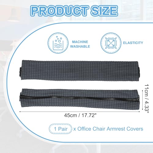 PATIKIL 18x4.3in Office Chair Armrest Covers, 1Pair, Dark Gray - color: Dark Gray, size: 18"