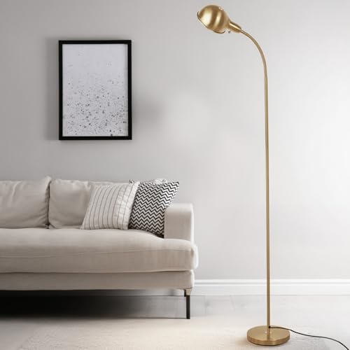 LALISU Modern Metal Dimmable Reading Floor Lamp with Remote, Gold‑Remote - color: Gold-Remote