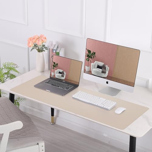 AFIING Desk Mat, Beige, 23.6" x 13.8", Desk Pad Protector - color: Beige, size: 23.6" x 13.7"