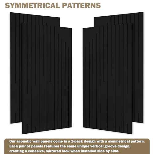 Acoustic Wall Panels Sound Absorbing Panels Noise Reducing for Walls - color: Black