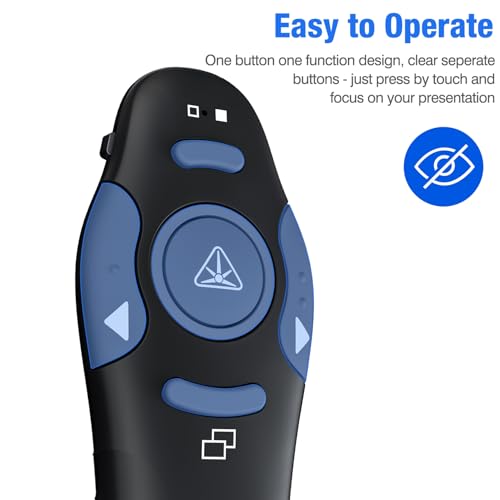 DinoFire Rechargeable Presentation Clicker, RF 2.4GZ USB Slide Remote Clicker for Powerpoint Presentation Presenter for Laptop/Computer/MAC - style: USB+Red